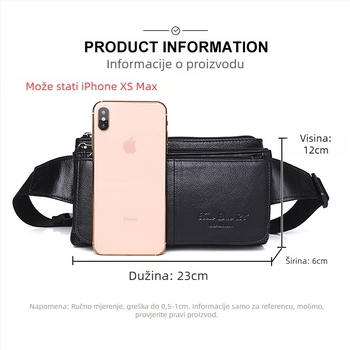 Muška torbica za struk od prave kože — gradska jednostavnost; funkcija olakšavanja opterećenja; marka Little Dolly