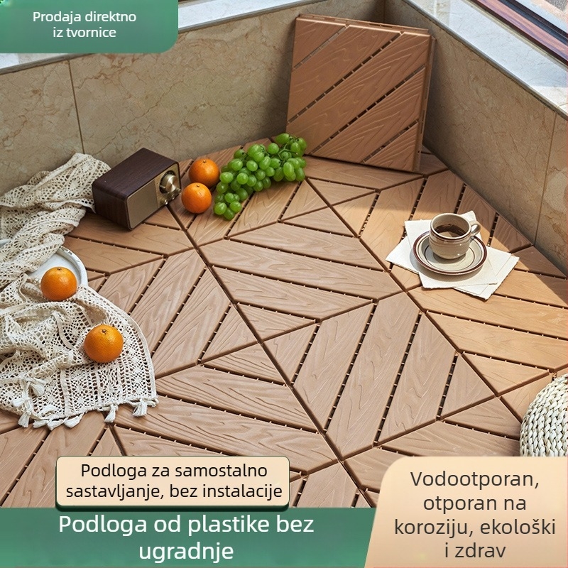 PP plastični sklopivi pod s drvenim uzorcem, moderan minimalistički stil, antiseptički, za hodnik