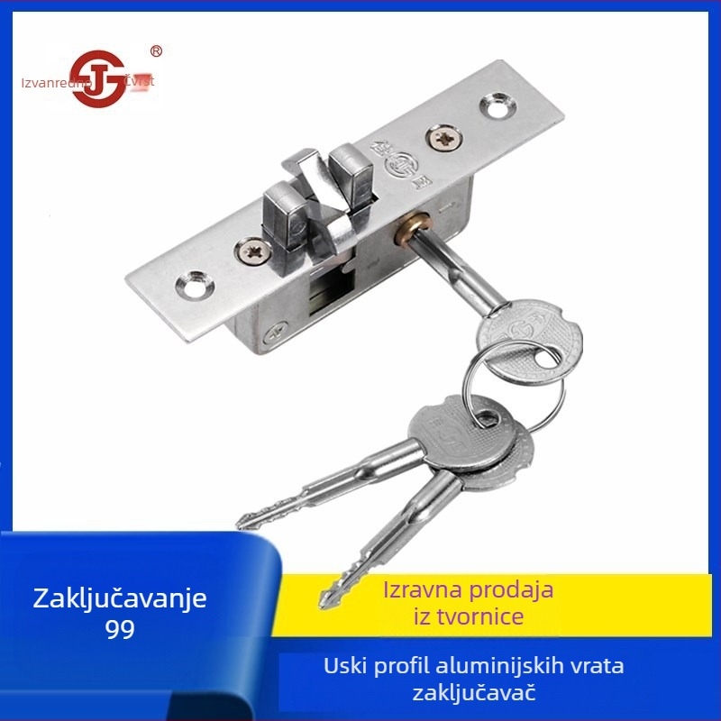 Jiagu okvirni sigurnosni brava od aluminijske legure za zaštitne i klizne vrata; model 99; aluminijski okvir; pogodna debljina vrata 25–40 mm