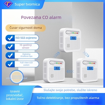 CO alarm detektor s bežičnim povezivanjem 868/433 MHz, model Y100A-CR-W(868), 360° detekcija, zidna instalacija, zvučni i svjetlosni alarm