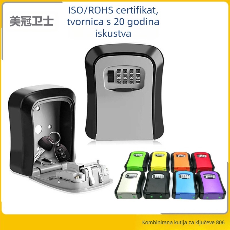 Kutija za ključeve s kodnim zaključavanjem – Mehanička, aluminijska legura, model 806, Champions marka, za pohranu ključeva, moderni minimalistički stil
