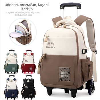 Natural Fish dječja školska torba s kotačićima – dvostruka upotreba, poliester materijal, otporna na habanje, zaštita od krađe, proširiva
