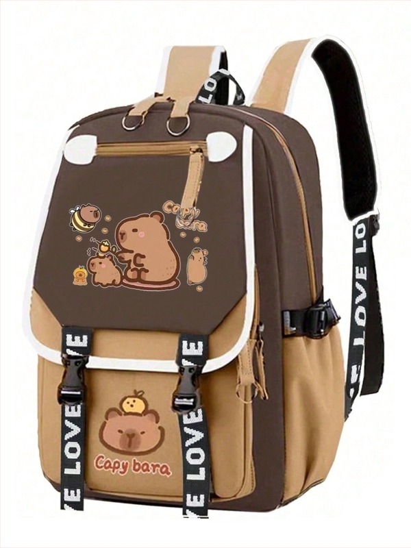 Unisex ruksak za srednju školu s Capybara anime uzorkom, Oxford tkanina, ultra lagan, najlonska podstava, naramenice s zračnim jastukom