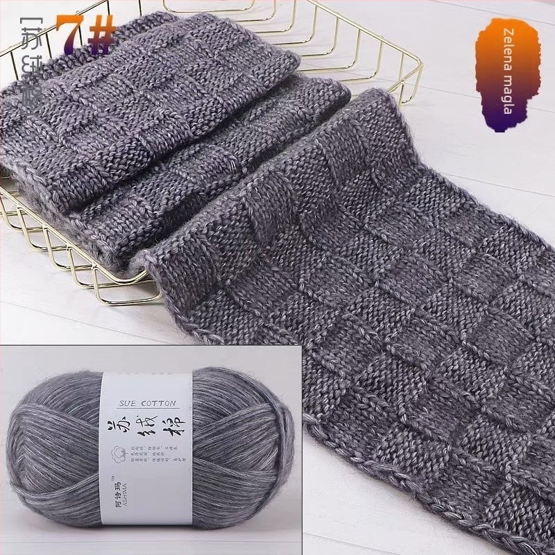 Najl za ručno pletenje, mješovita; Sastav: zečji baršun i modificirani poliester; Oblik vlakna: linija; Proces predenja: prstenasto predenje; Okret: 10