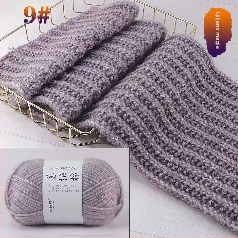 Najl za ručno pletenje, mješovita; Sastav: zečji baršun i modificirani poliester; Oblik vlakna: linija; Proces predenja: prstenasto predenje; Okret: 10