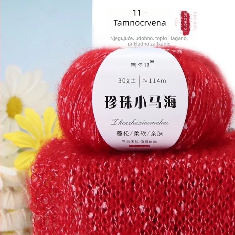 Mohair vlakna za pletenje, 12S, 1 vlakno, okret 200, semi-worsted, Tuan Line
