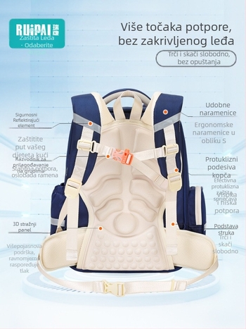 Unisex školska torba za 1.-2. razred, poliester, smanjenje opterećenja, zakrivljeni naramenici