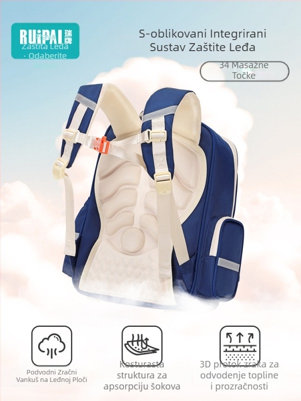 Unisex školska torba za 1.-2. razred, poliester, smanjenje opterećenja, zakrivljeni naramenici