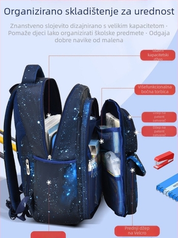 Školski ruksak za dječake, osnovna škola, najlon, prozračan, vodootporan, ultra lagan, naramenice s zrčnim jastukom