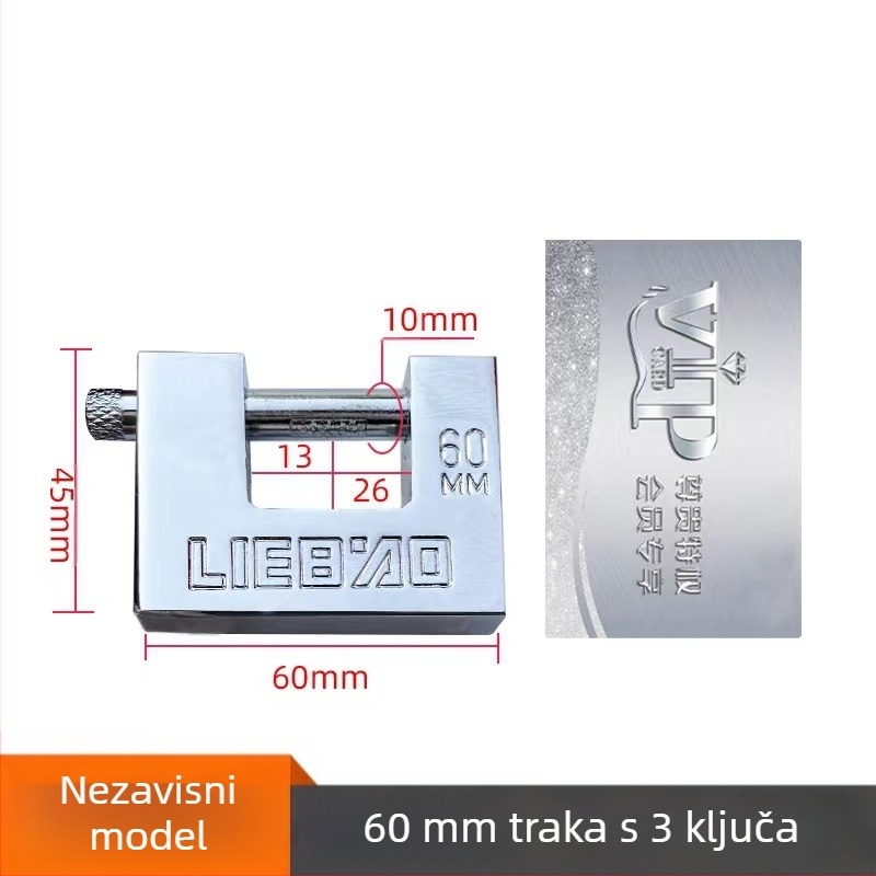 Kućni lokot, pravokutnog oblika, od željeza, model 40-100, univerzalna namjena