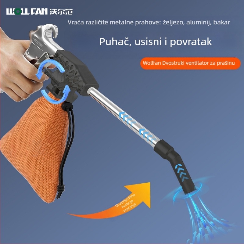 Pneumatski pištolj za prašinu od aluminijskog legura — dvostruke namjene, visoki tlak, rotirajući za puhanje i usisavanje
