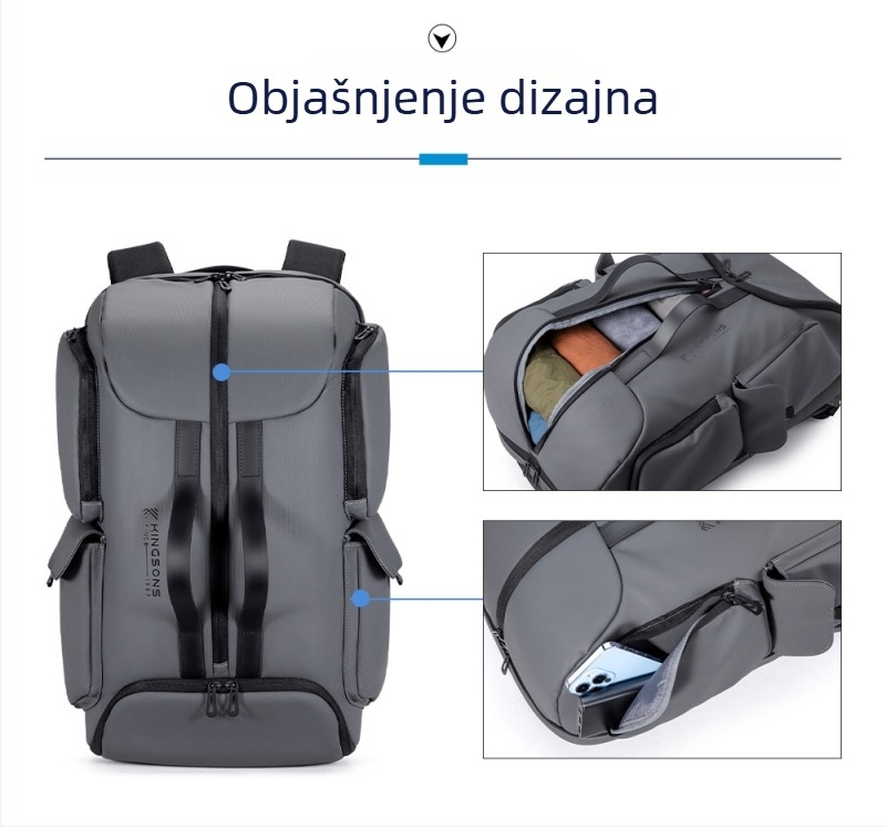 Unisex tehničko-modni ruksak za svakodnevnu upotrebu, poliester, proširiva kapaciteta 20–35 L, kompatibilan s 15-inčnim prijenosnim računalom