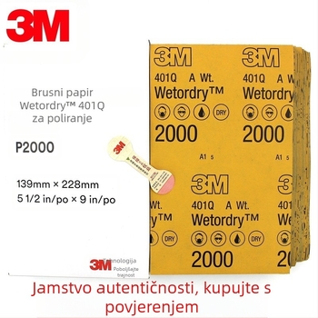 3M mokri brusni papir, 2000 mesh, 1500 grit, za poliranje ogrebotina na boji auta