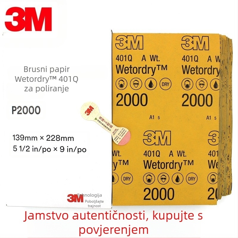 3M mokri brusni papir, 2000 mesh, 1500 grit, za poliranje ogrebotina na boji auta