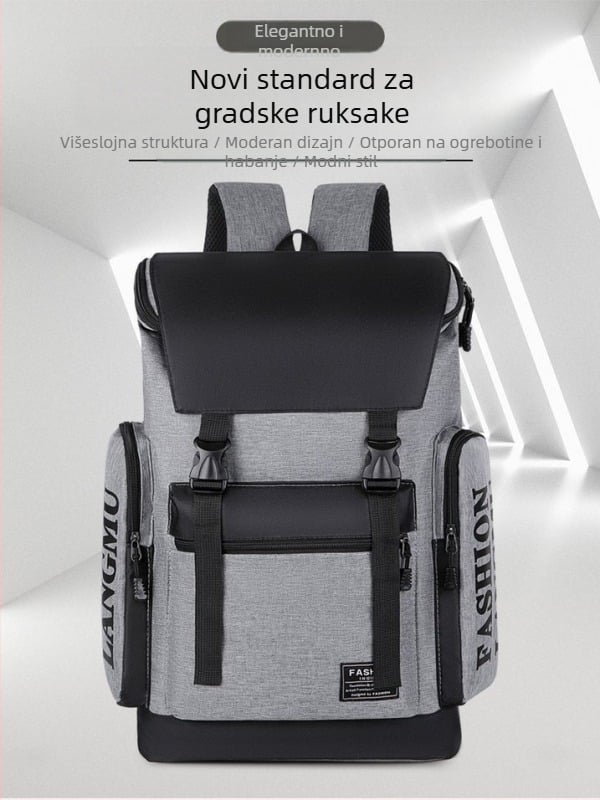 Unisex ranac za svakodnevnu upotrebu, gradski stil, kapacitet 20–35 L, pogodna za 15-inčni laptop, smanjenje opterećenja, zakrivljene naramenice (Materijal: najlon; Kapacitet: 20–35 L; Laptop: 15 in; Funkcija: smanjenje opterećenja)