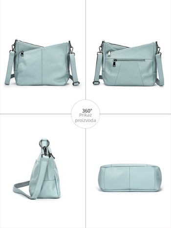 Kožna crossbody torba, mala kvadratna forma, koža prvog sloja, dvostruke naramenice, džep sa zatvaračem