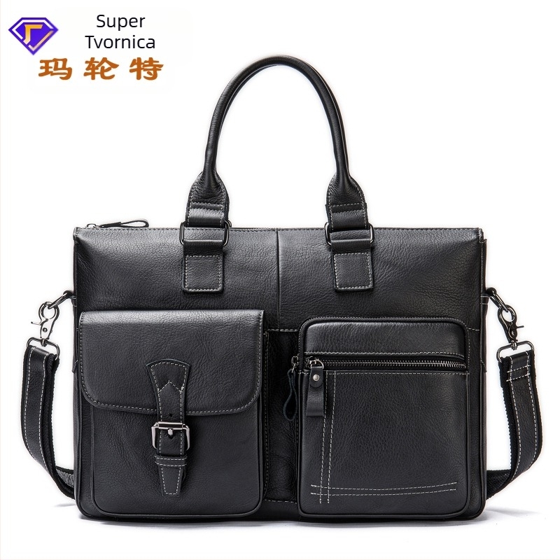 Maltette kožna poslovna torba za laptop, od kože prvog sloja, vodootporna i proširiva