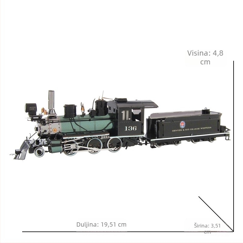 Trodimenzionalna metalna slagalica — Lokomotiva 2-6-0, Divlji zapad, 14+ godina, Pakiranje mrežaste vrećice, Brand Steel Magic Statue
