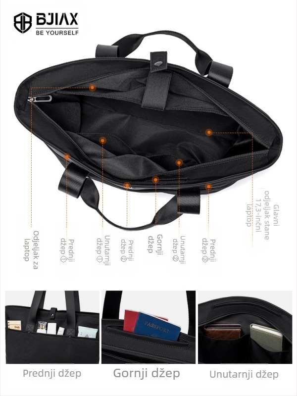 Tote torba velikog kapaciteta 20–35L, najlon, Bjiax, gradski minimalistički stil, prozračna i otporna na habanje