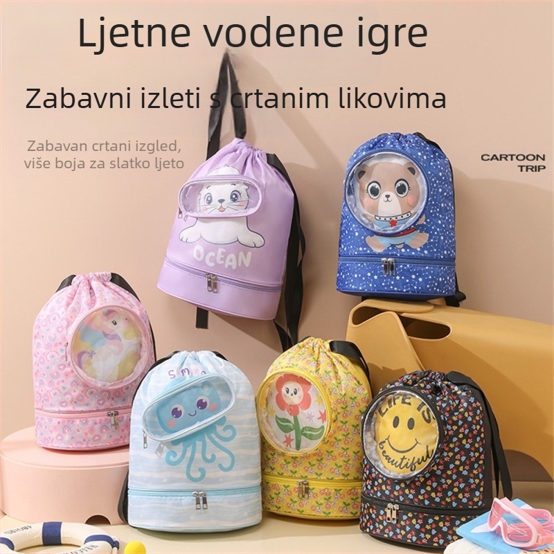 Torba za plivanje s odjelom mokro/suho, kubičnog oblika, poliester, višestruka upotreba za putovanja i skladištenje