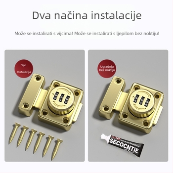 Butterfly zapadka s rotirajućim mehanizmom lozinke, cinkova legura, mat završna obrada/platinasti završetak, moderan stil