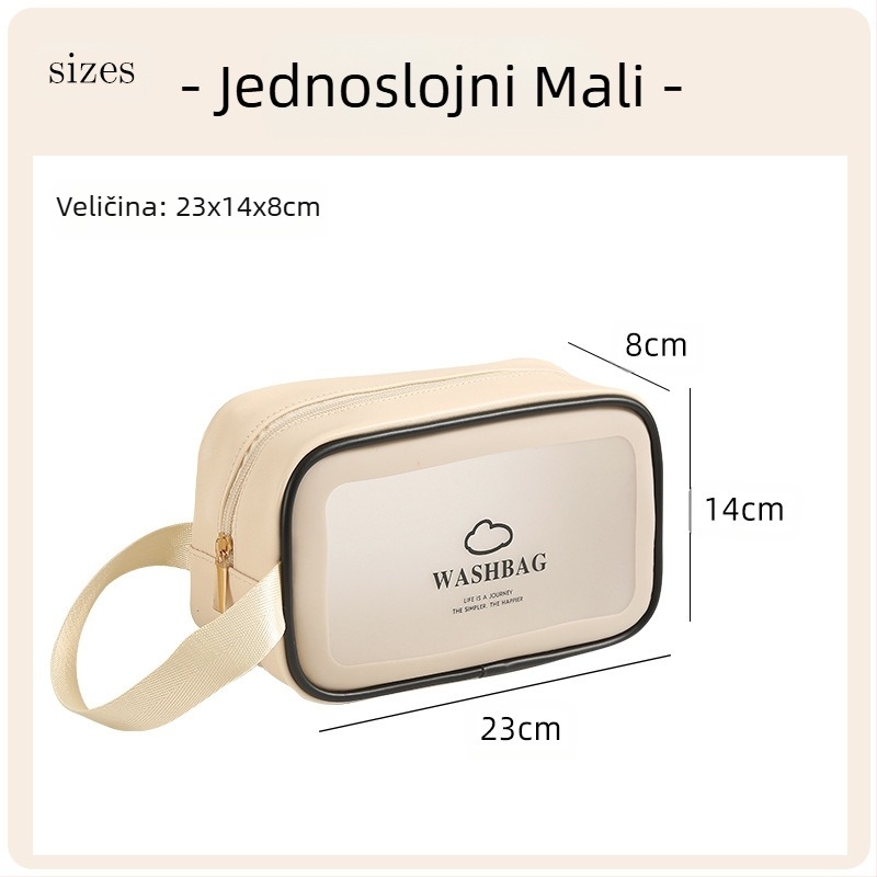 Anqin kozmetička torbica za putovanje – višenamjenska, PU materijal, moderni minimalistički stil, suho–vlažno odjeljak, za putovanja