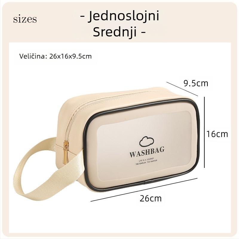 Anqin kozmetička torbica za putovanje – višenamjenska, PU materijal, moderni minimalistički stil, suho–vlažno odjeljak, za putovanja