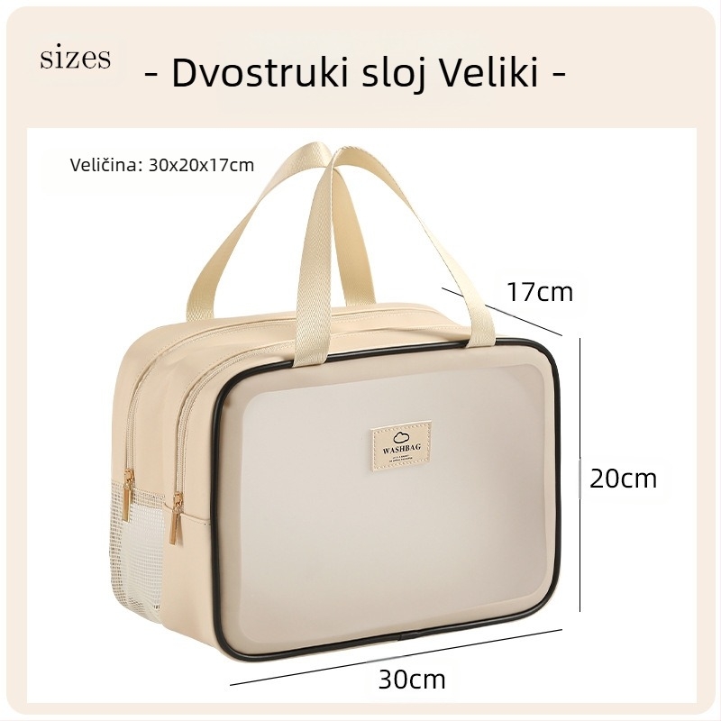 Anqin kozmetička torbica za putovanje – višenamjenska, PU materijal, moderni minimalistički stil, suho–vlažno odjeljak, za putovanja