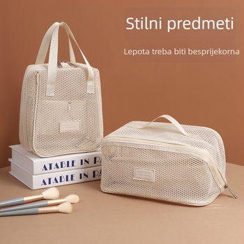 Mrežasta torbica za kozmetiku za putovanje, velika kapaciteta, prijenosna, višefunkcionalna s pregradama