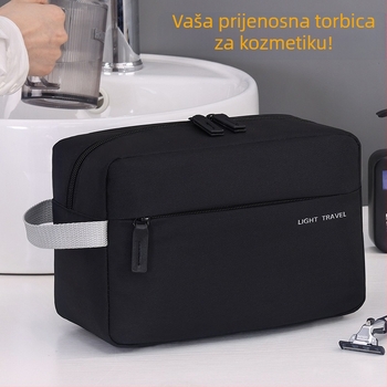 Prenosiva putna torbica za kozmetiku — vrhunska, poslovni stil, Oxford platno, uzorak slova, poliester vložka, vodootporna, ultralagana, veliki kapacitet za kozmetiku