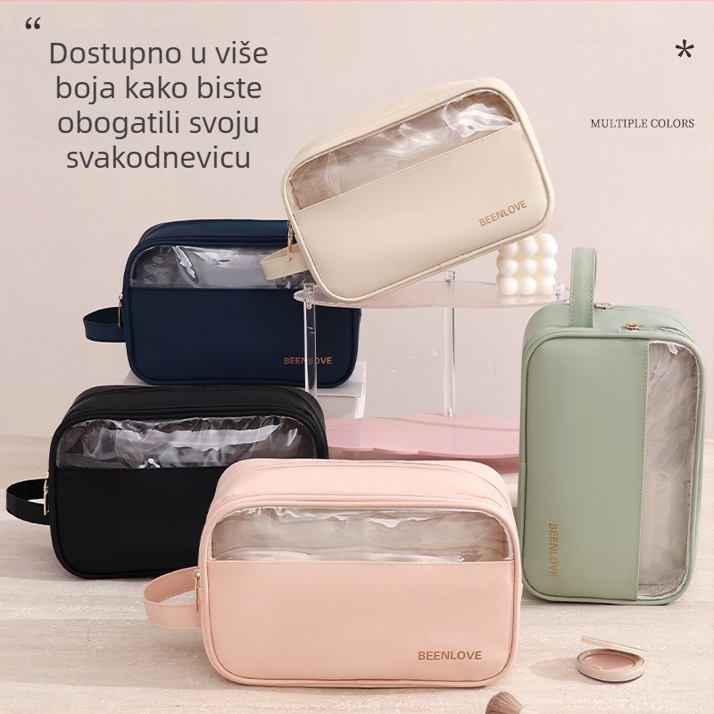 Torbica za mokre i suhe potrepštine s kožom nalik filmom, podstava od poliestera, vodootporna, unisex, velik kapacitet za putovanja