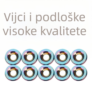 Set vijaka za automobilne modifikacije: M6 aluminijska legura, s brtvama i podloškama, za zaštitu baterije, blatnika i rama registarske pločice
