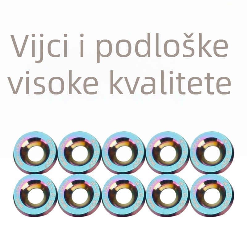 Set vijaka za automobilne modifikacije: M6 aluminijska legura, s brtvama i podloškama, za zaštitu baterije, blatnika i rama registarske pločice