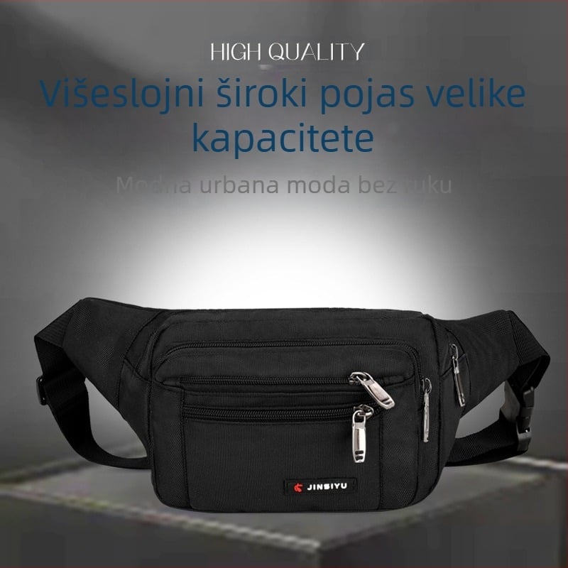 Muška pojasna torba - ulični stil, Oxford platno, vodootporna, poliesterna podstava, za slobodno vrijeme
