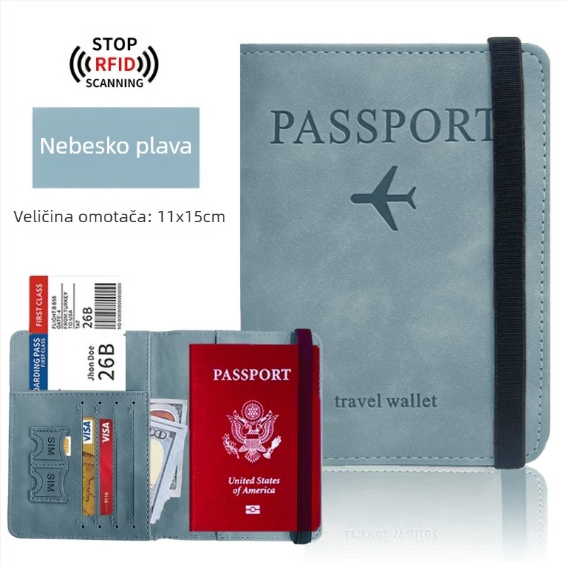 Futrola za putovnicu s RFID zaštitom — PU koža, višenamjenska torbica za putovnicu s pretincem za SIM karticu i kartice