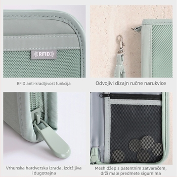 Putnički držač putovnice s džepom za kartice, zaštita od krađe, velik kapacitet, unisex, poliester