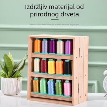 Drveni stalak za niti s dizajnom pagode – sklopivi zidni nosač za kolutove, moderni stil jednostavnosti, Guofeng, hobby dodatak