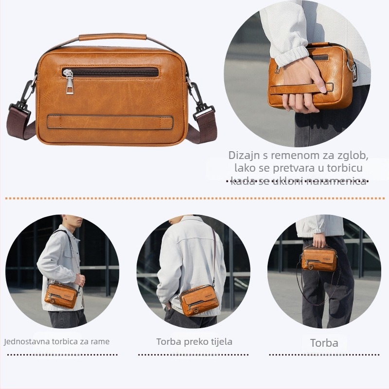 Muška crossbody torba od PU kože, vodootporna, WEIXIER marka, kompatibilna s 8-inčnim prijenosnikom