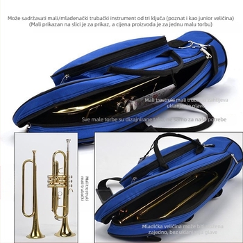 Torba za glazbeni instrument za trubu od Oxford platna, vodootporna, prozračna, zakrivljeni remen za rame, ispupčeni vanjski džep, podstava od netkanog materijala
