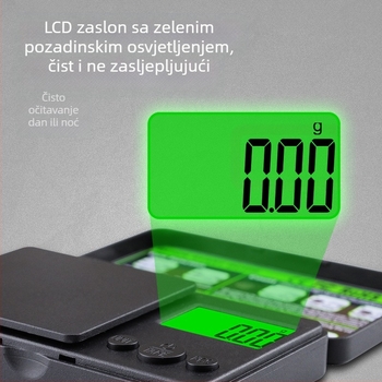 CHANGXIE CX-555 džepna vaga sa zelenim pozadinskim osvjetljenjem, kapacitet 1000 g, preciznost 0,01 ct.
