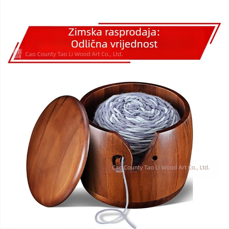 Skladišna zdjela za vunu od drveta, kružna, ručno izrađena, 510 g, moderan stil