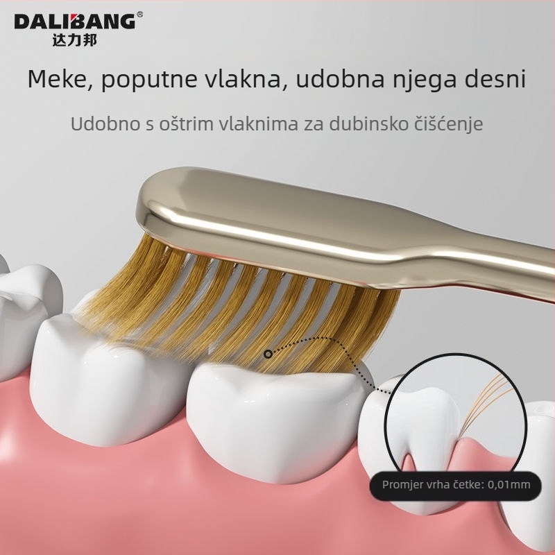 Dali Bang četkica za zube s mekanim dlačicama, zaštita desni, model 802, paket 2 kom, ručna