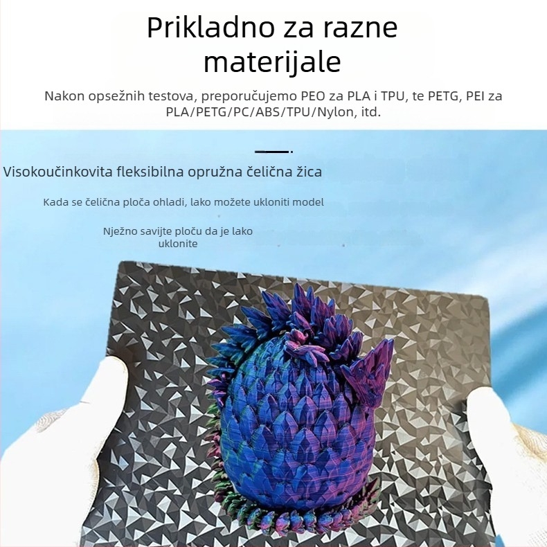 PEI grijana podloga za 3D ispis s magnetskom bazom i dvostrukom teksturnom površinom