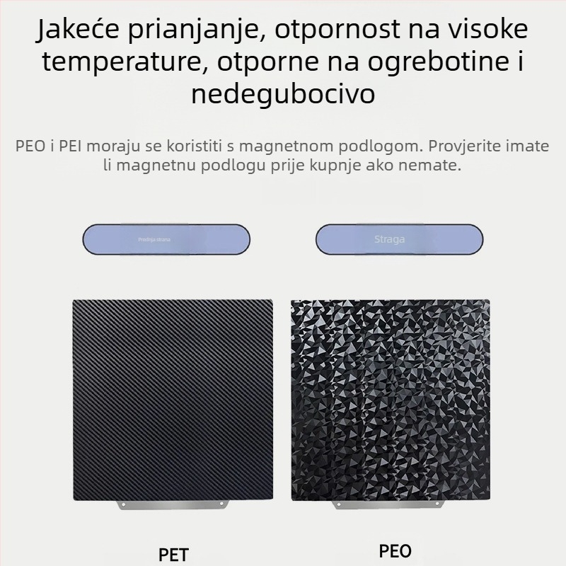 PEI grijana podloga za 3D ispis s magnetskom bazom i dvostrukom teksturnom površinom