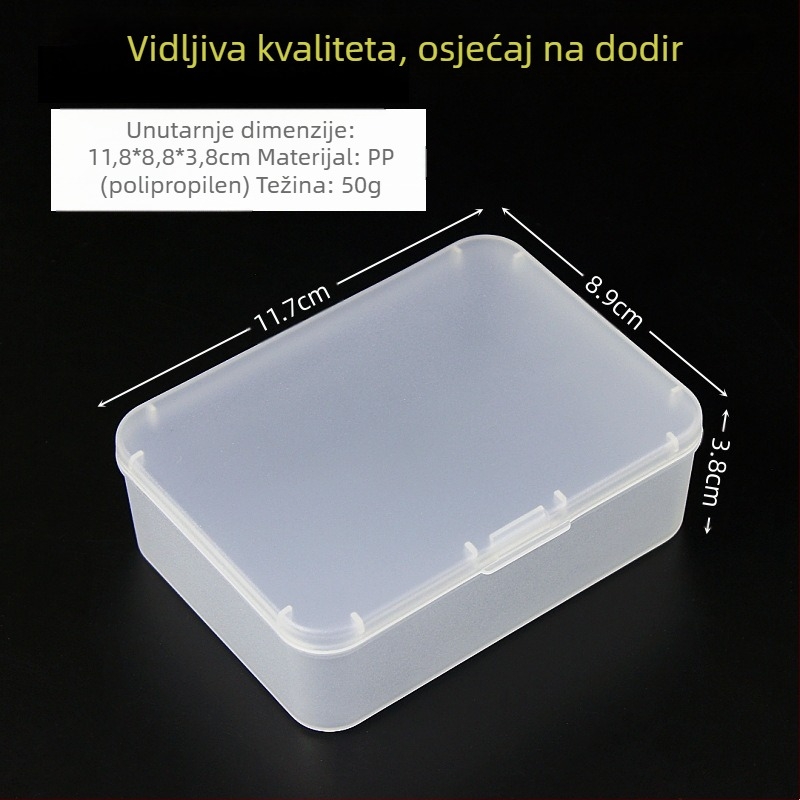 Kvadratna prozirna PP plastična kutija za pohranu s poklopcem, za igračke i nakit