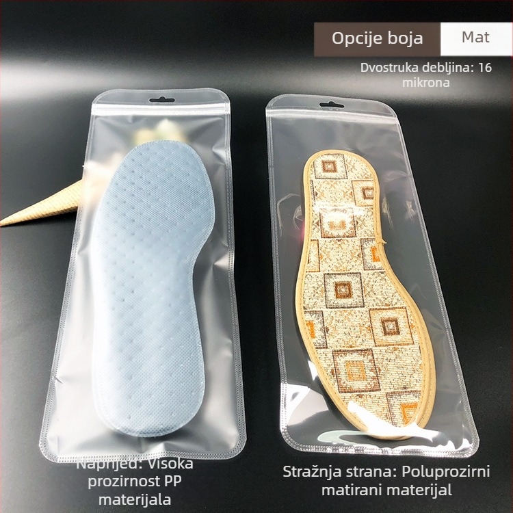 Vrećice za pakiranje uloška za više parova, prozirne matirane s prugastom teksturom, samouzavarujuće s klapnom duljine 3 cm