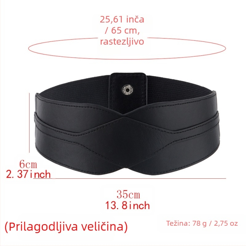 Qiwei Ženski široki elastični kaiš od PU kože s metalnom kopčom, zatvaranje kopčom, širina iznad 4 cm — svesrteni modni dodatak za haljine, jesen 2023