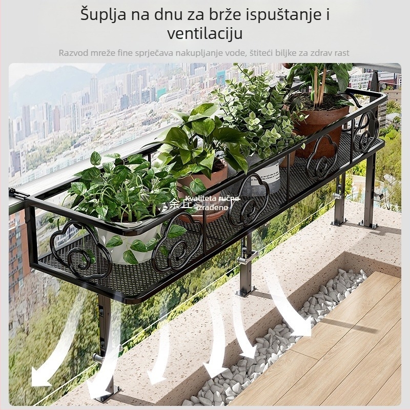 Stalak za cvijeće za zid, metal, jednodijelni, pastoralni stil