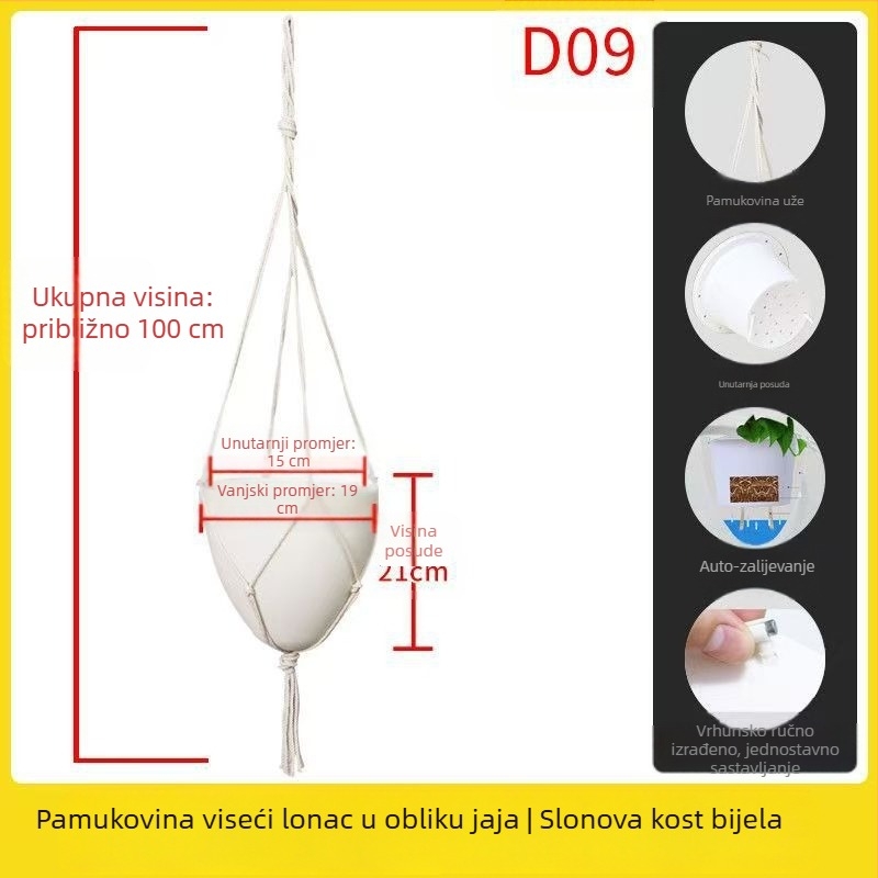 Samozalijevajući viseći cvjetni lonac, plastični, europskog stila, monoblok injekcijski oblikovan