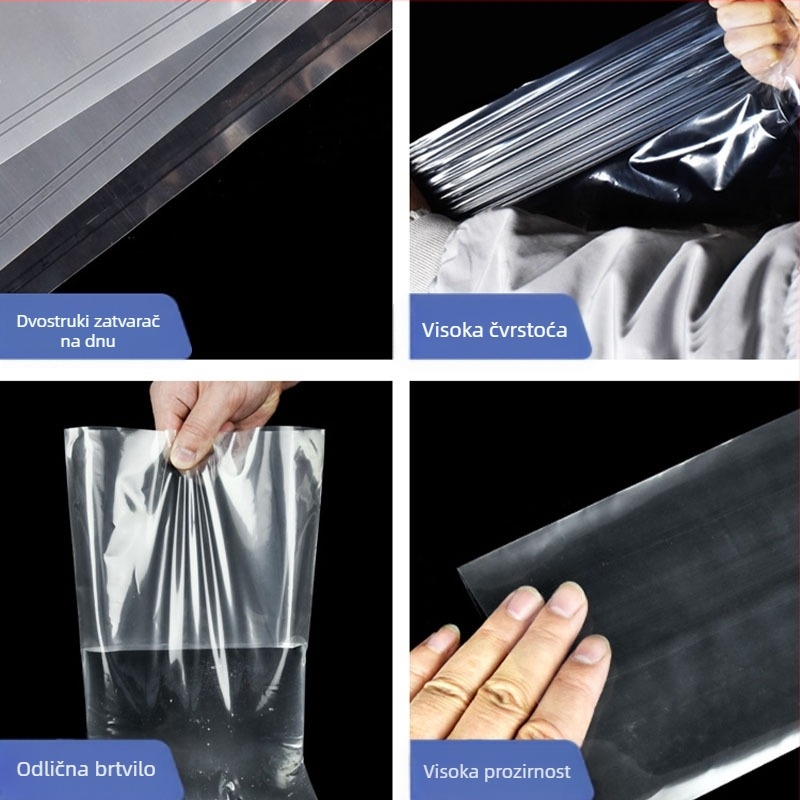 Zdebljena PE vrećica za pakiranje, prozirna, otporna na vlagu, bez logotipa